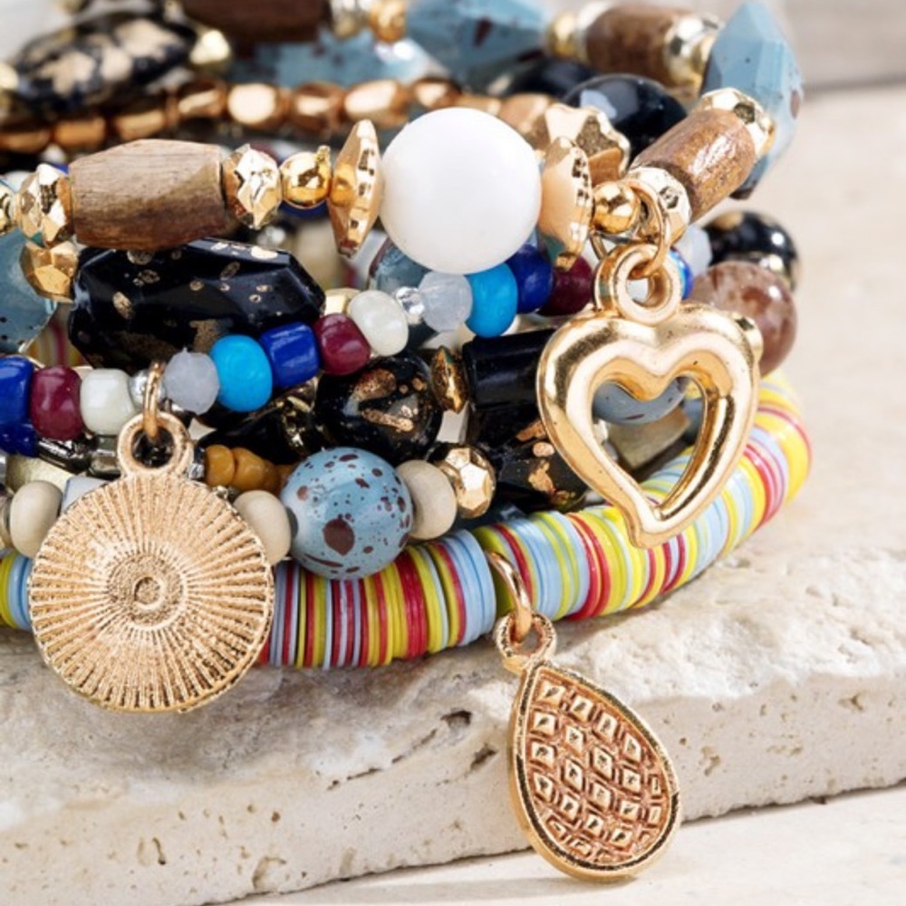 2 pack Layered Mix Beads Bracelet